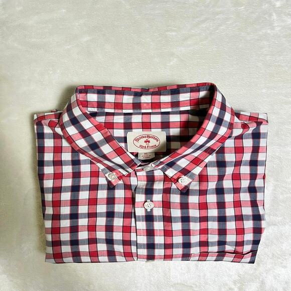 Brooks Brothers Red Fleece Button Up Men's XL Luxury Cotton Red White Preppy - Picture 8 of 8